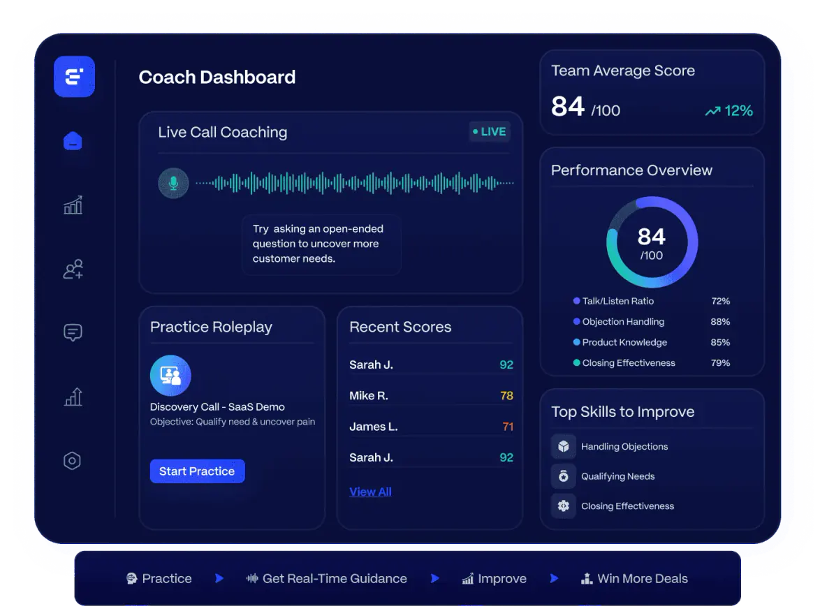 An AI Sales Coach That Practices, Whispers, and Scores case study visual for Suave Creators software development