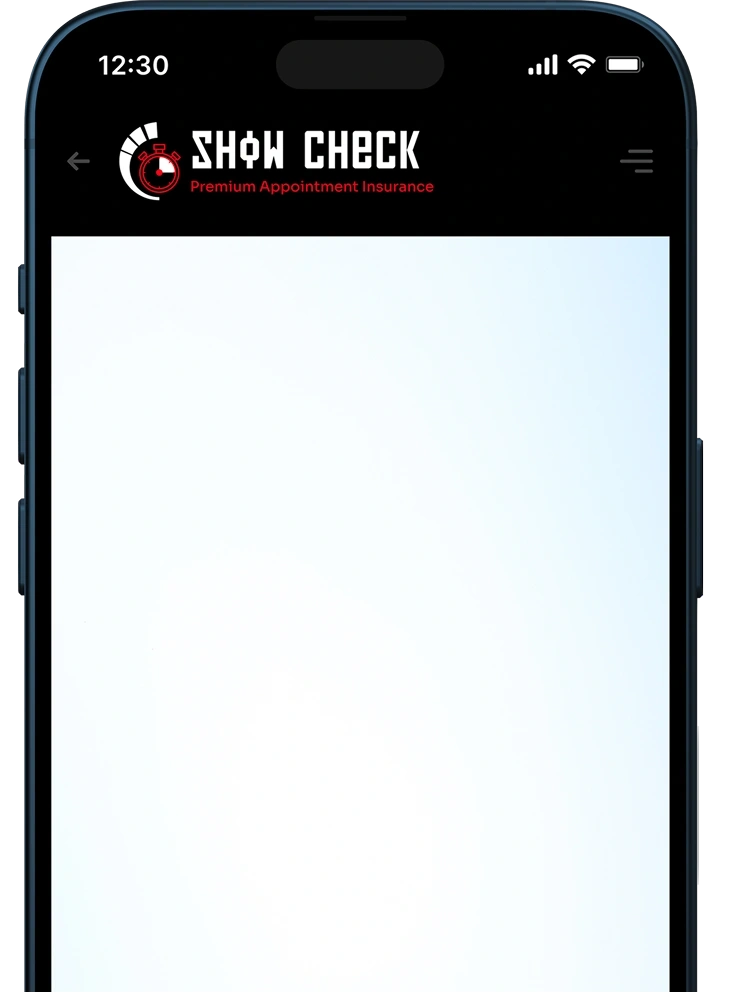 SHOW CHECK appointment insurance booking and confirmation on a mobile phone