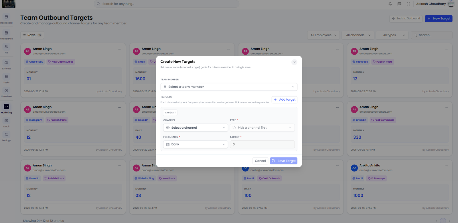 Team outbound targets CRM software built by Suave Creators