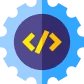 In-house software developers code gear icon for Suave Creators