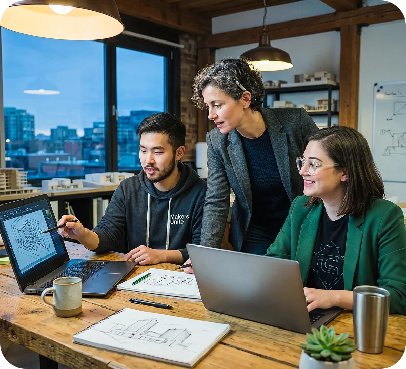 Startup team collaborating on sales and projects in Suave CRM