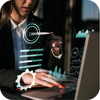 Analyst reviewing performance metrics for custom CRM software consulting