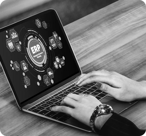 ERP system diagram on a laptop for operations teams
