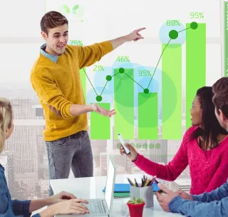 Digital marketing experts presenting app growth analytics