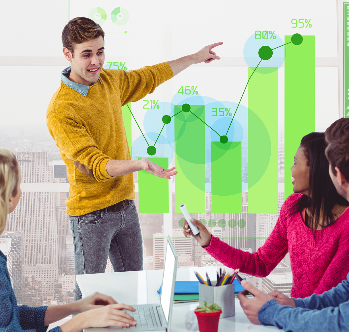 Digital marketing experts presenting app growth analytics
