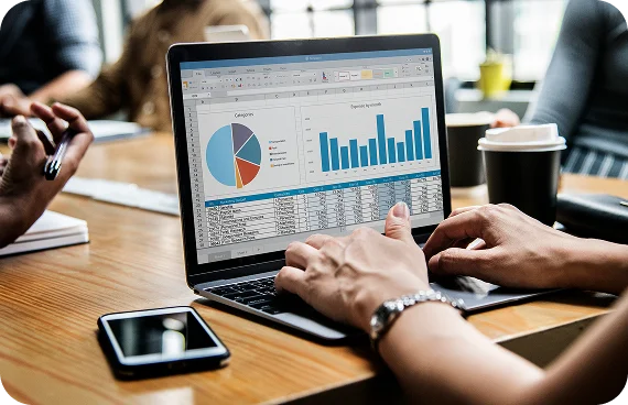 Digital marketing audit spreadsheet with charts for B2B SEO and PPC
