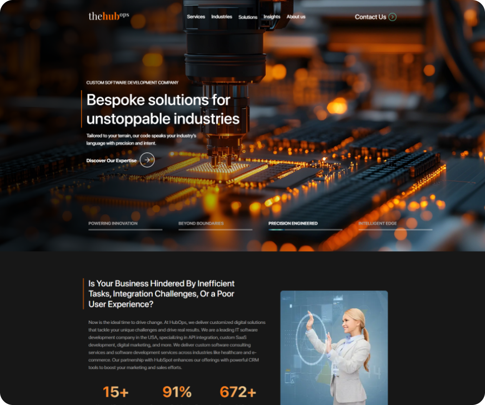HubOps custom software company website by Suave Creators