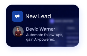 New lead notification tile for Devid Warner in Suave AI sales CRM outreach platform